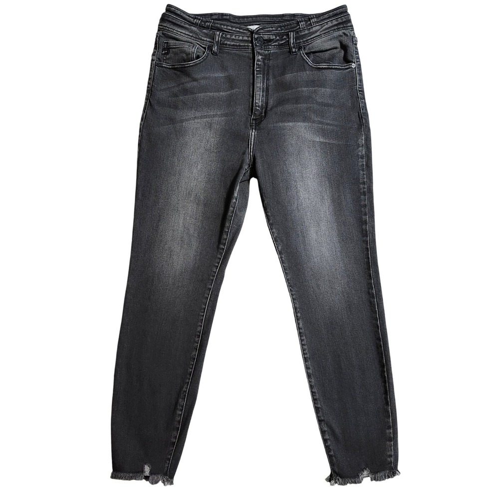 KanCan Maurices Womens Black High Rise Skinny Jeans Raw Hem Size 31 165615